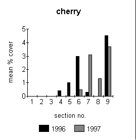 The distribution of cherry seedlings.
